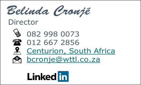 Mail: bcronje@wttl.co.za?subject=Mail From WTTL Web Page
